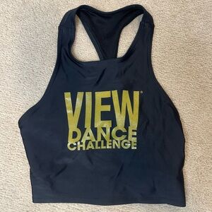 Onzie Black Activewear Tank w Gold VIEW Dance Challenge S/M Dance Comp Cropped